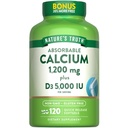 자연의 진실 흡수성 칼슘 1200 mg 비타민 D3 5000 IU | 120 Softgels | 칼슘 탄산염 | 비 GMO & 글루텐 무료 보충교재