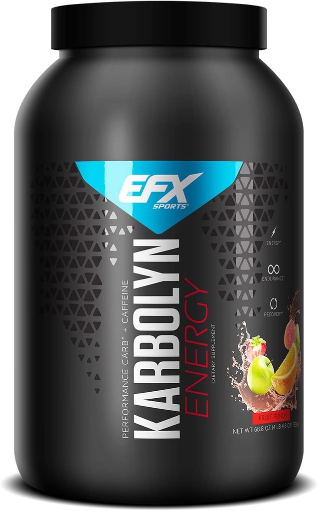 EFX 스포츠 Karbolyn 에너지 | 성능 탄수화물 분말 + 카페인 | 캐비넷 로드 및 Energize | 250mg 카페인 | 슈가프리 | 36 인분 (펀트 펀치)
