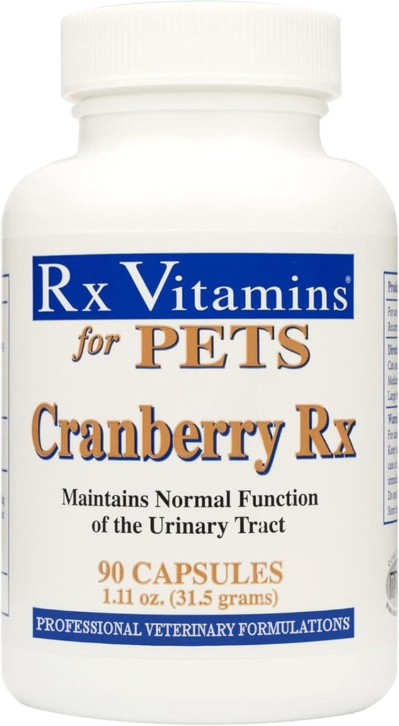 개를위한 Rx 비타민 Cranberry 알약 - 고양이 Urinary Tract Medicine Support - 애완 동물을위한 UTI 치료 - 개 및 고양이 Urinary Relief Aid - 90 모자.