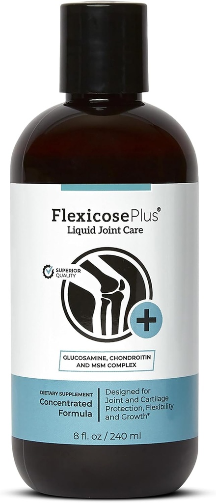 Flexicose Plus - 액체 조인트 케어 - 8 fl oz - Glucosamine, Chondroitin 및 MSM Complex Joint Care와 고급 조인트 지원 보충