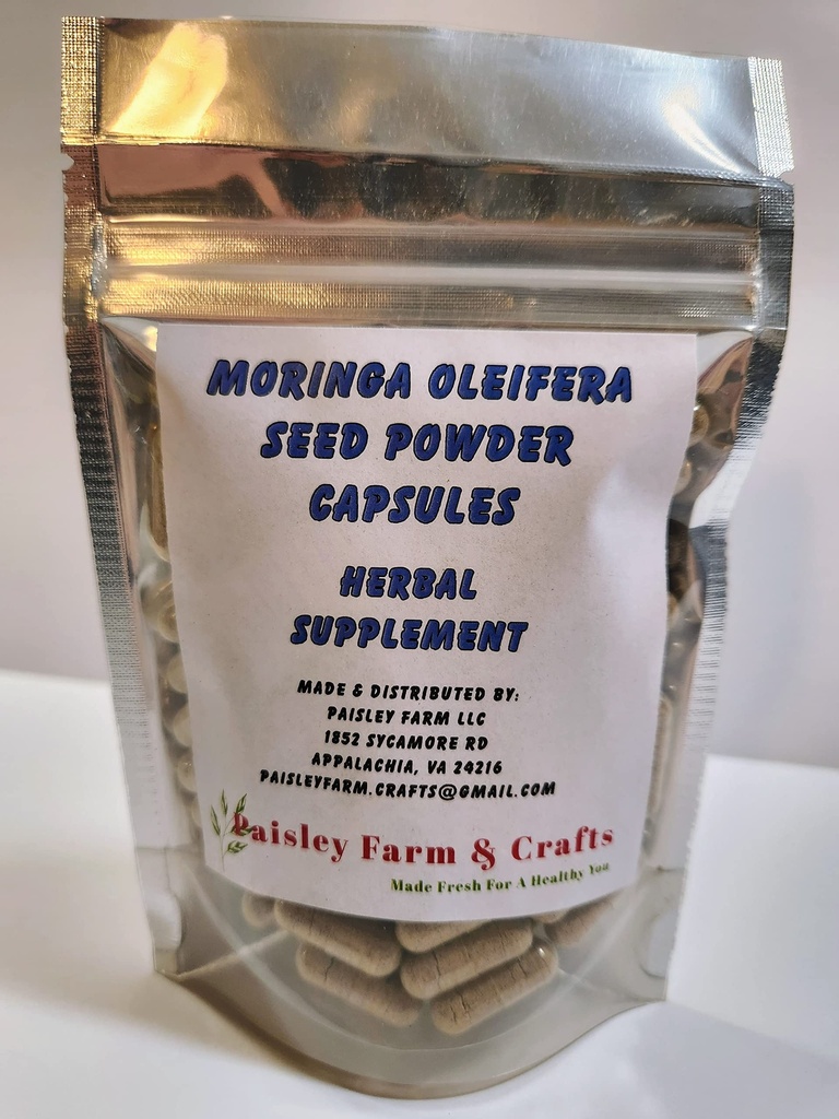 Moringa Oleifera Malunggay 씨앗 분말 캡슐 - 비 GMO - 모든 자연 초본 보충 (100)