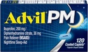 Advil PM (120 조사) 고통 Reliever/Nighttime 수면 보조 코팅 모자, 200mg Ibuprofen, 38mg Diphenhydramine (2의 포장)