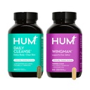 HUM Full Skin and Liver Health Supplement from Nutrition, Wingman and Daily Cleanse A Green Detox & Milk Thistle for Skin Care Support and Liver Health, 2 Pack 번들, 60 Vegan 캡슐
