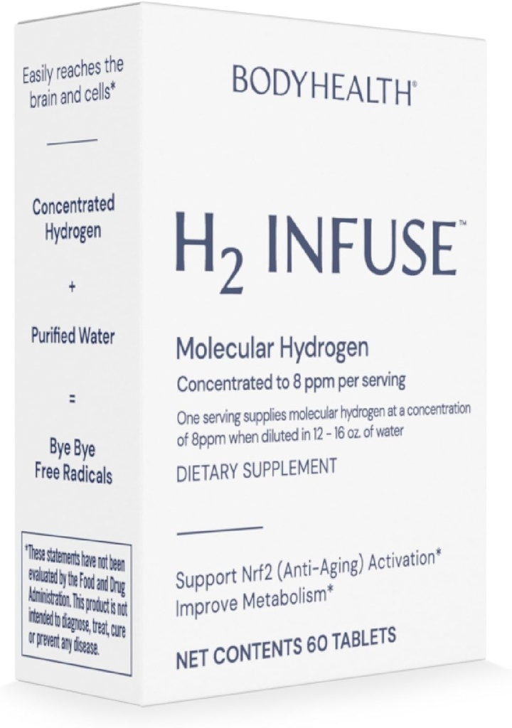 BodyHealth H2 Infuse 분자 수소 정제, 식용수를 위한 정제, 분자 수소 물 - 60 정제를 가진 대사를 지원하는 Elemental 마그네슘