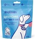 Protexin Daily Care Gut+ Skin & Coat | 60 개 뺨, 연어 및 달콤한 감자 맛 개 보충교재 | 개, 개 Postbiotics를 위한 Probiotics