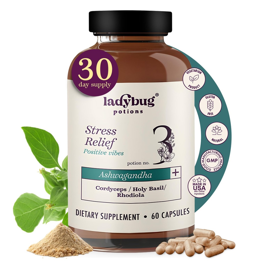유기 무드 알약 - 60 캡슐 유기 Ashwagandha는 여자와 남자, Cordyceps, Holy Basil & Rhodiola를 가진 Ashwagandha 뿌리 캡슐, 긴장, Boosts 무드 및 Cognitive 기능을 보충합니다