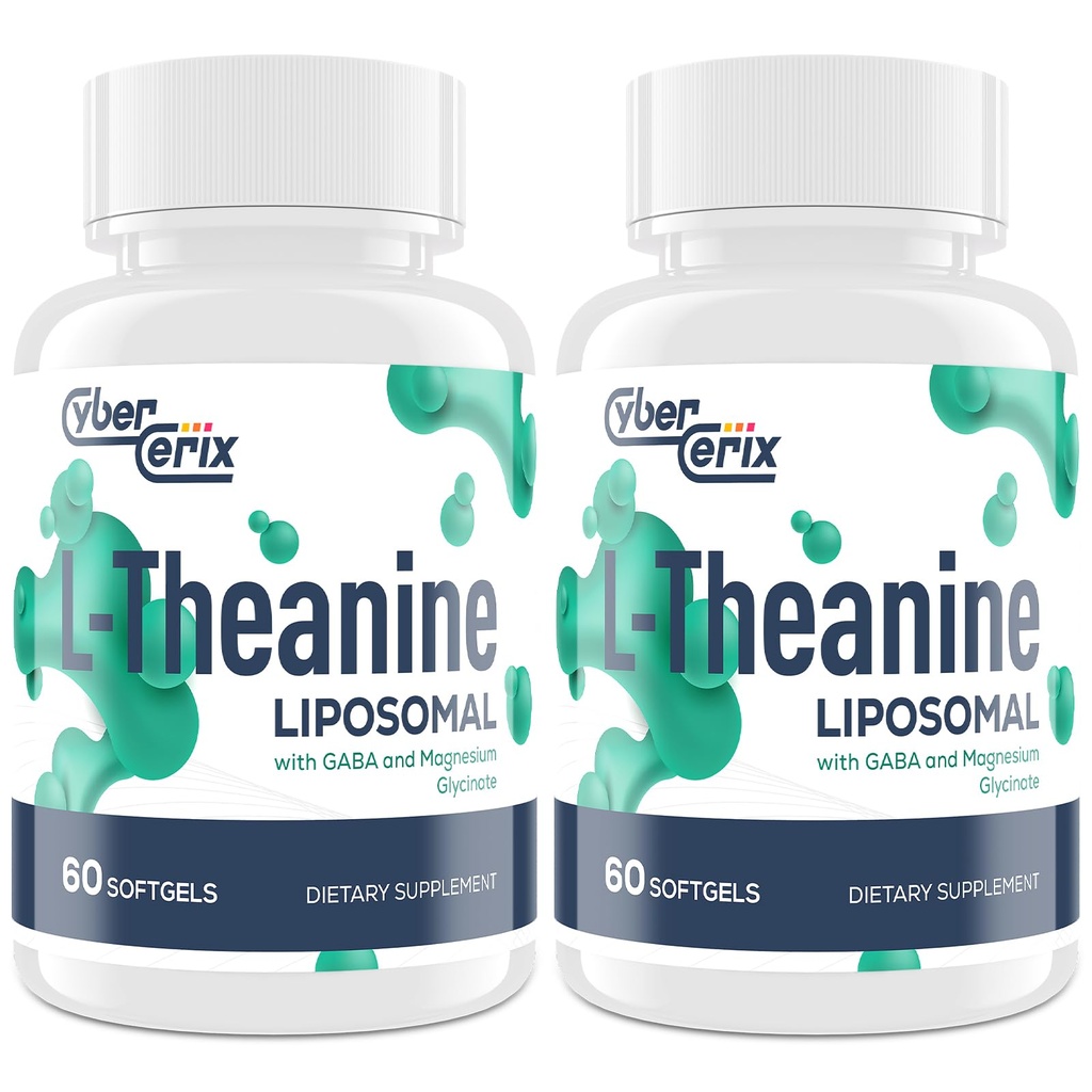 Liposomal L-Theanine 500mg의 GABA 200mg & 마그네슘 100mg의 Calm, Relaxation & 초점, 글루텐 자유로운 - 120의 캡슐을 위한 여분 힘 보충교재와 Complex