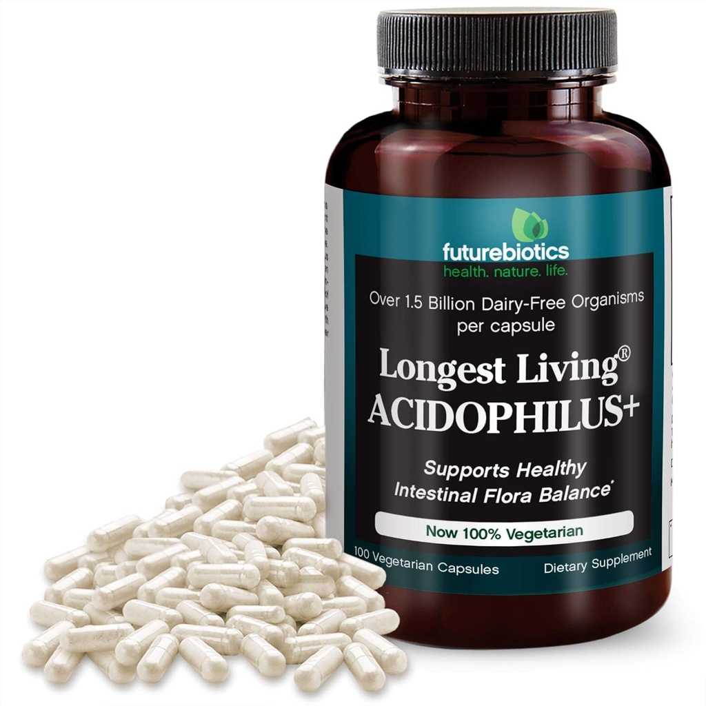 Futurebiotics 가장 긴 생활 Acidophilus+, 100 채식 캡슐