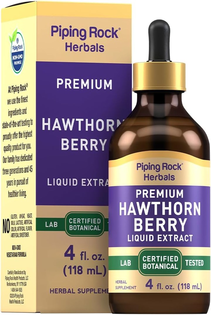 Piping Rock Hawthorn Berry Extract Liquid | 4 fl oz | 허브 트렁크 | 프리미엄 채식 보충교재 | 비 GMO, 글루텐 무료