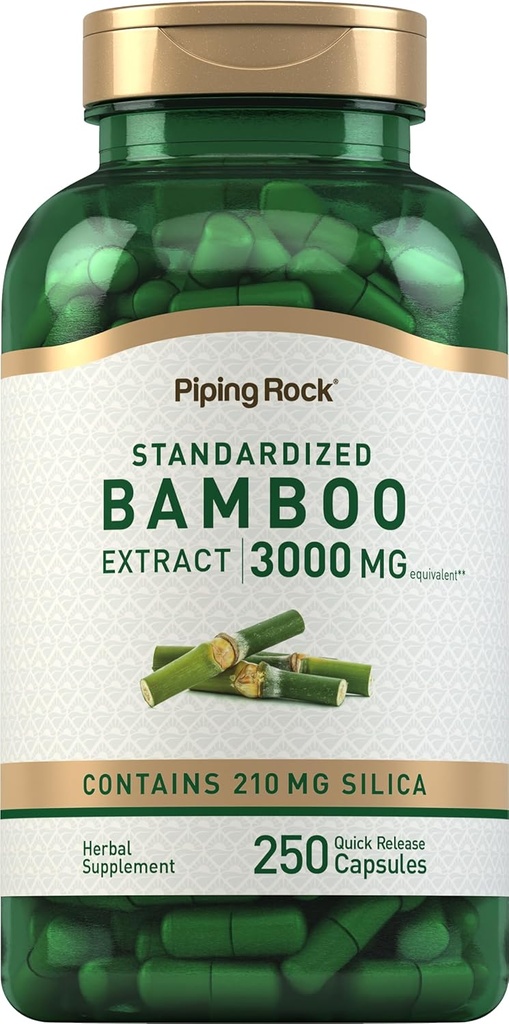 배관 바위 대나무 추출물 캡슐 | 3000mg | 250 개 | 초본 보충 | 실리카 210mg | 비 GMO, 글루텐 무료