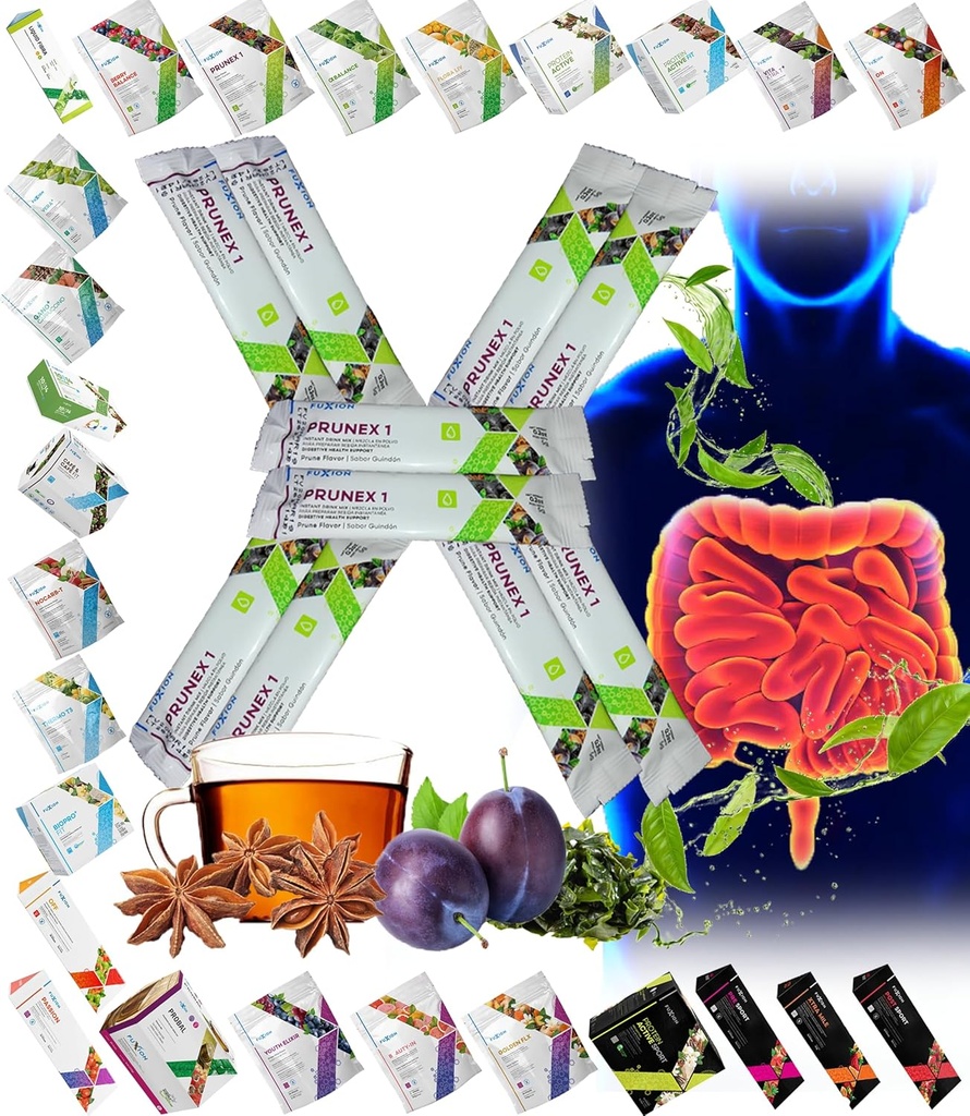 All Natural Detox Cleanse 즉시 Tea Mix Prune & Plum w. Fiber & Inulin for Optimal Intestinal Transit by FuXion Prunex 1 (10 시체)