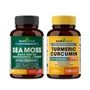Sandhu Herbals Seamoss & Turmeric Curcumin with Bioperine Capsules | 면역,인지, 피부, 모발 건강 지원
