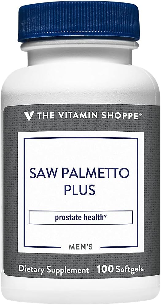 비타민 Shoppe Saw Palmetto Plus - 전립선 건강을위한 보충 - 아연, 비타민 E 및 B6 (100 Softgels)의 우수한 소스와 함께 Saw Palmetto 추출물의 160mg