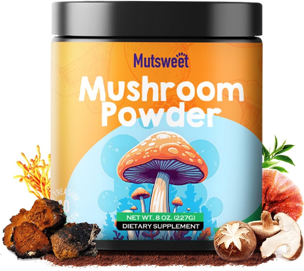 버섯 분말 보충교재, 75는 커피 & 스무디를 위한 10 버섯 혼합, 사자 Mane, Reishi, Chaga, 에너지, 기억, 면역성을 가진 8개 oz 버섯 & Rhodiola Rosea를 혼합합니다