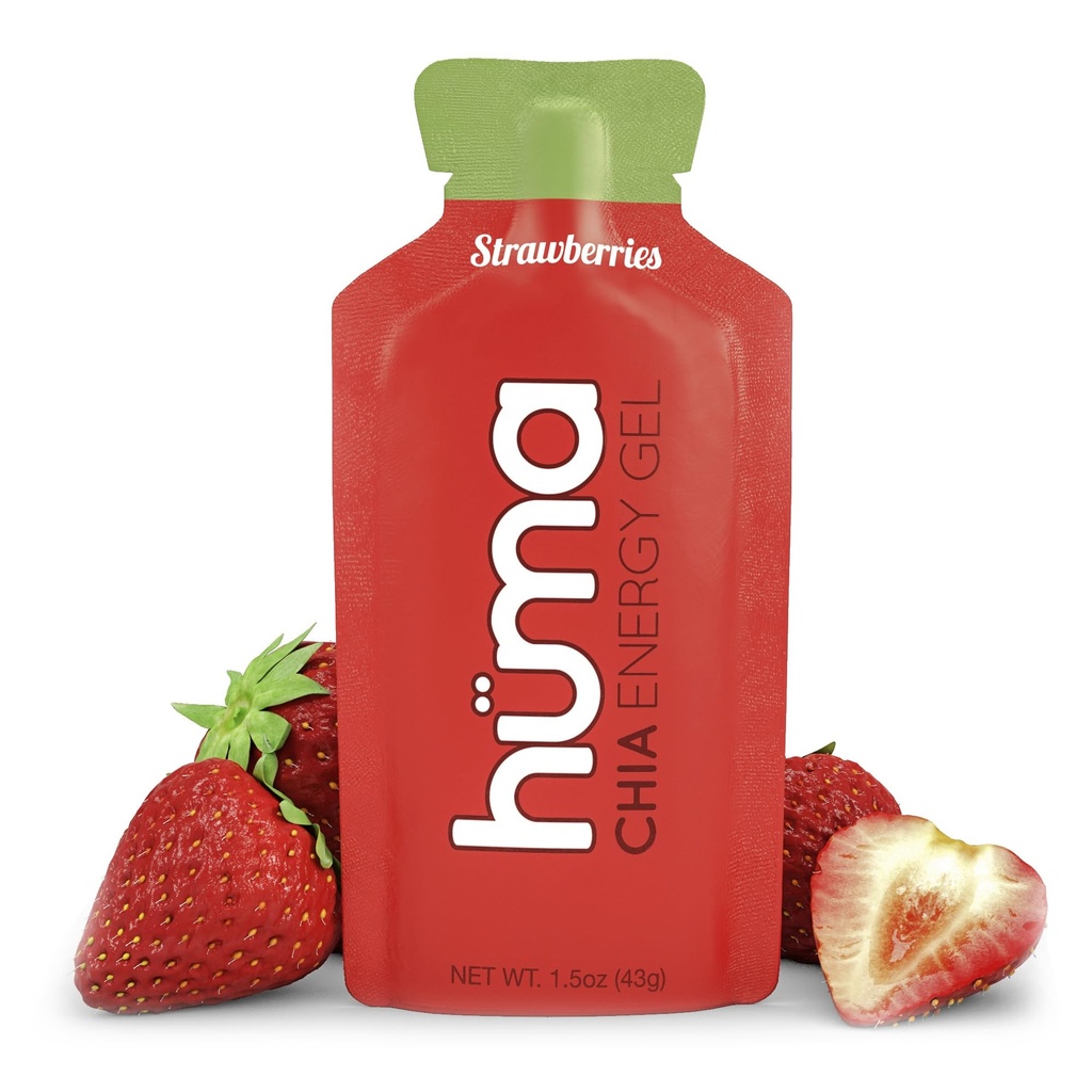 Huma Chia Energy Gel, 딸기, 12 젤 - Endurance 운동을위한 프리미어 스포츠 영양