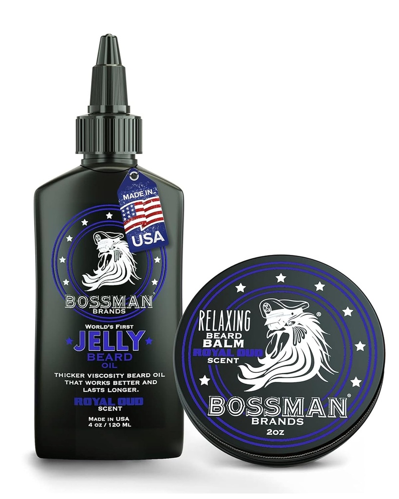 Bossman Jelly Beard Oil for Men & Beard Balm for Men Combo - 로얄 오드 향기