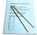 콜로이드 실버 발전기 와이어 보장 99.99% 순수 - 세트 (2) 4" 전극 막대 12 게이지 (0.08 in. / 2.06 mm) 합금 구성의 준수 / 복합 화학 분석 인증서