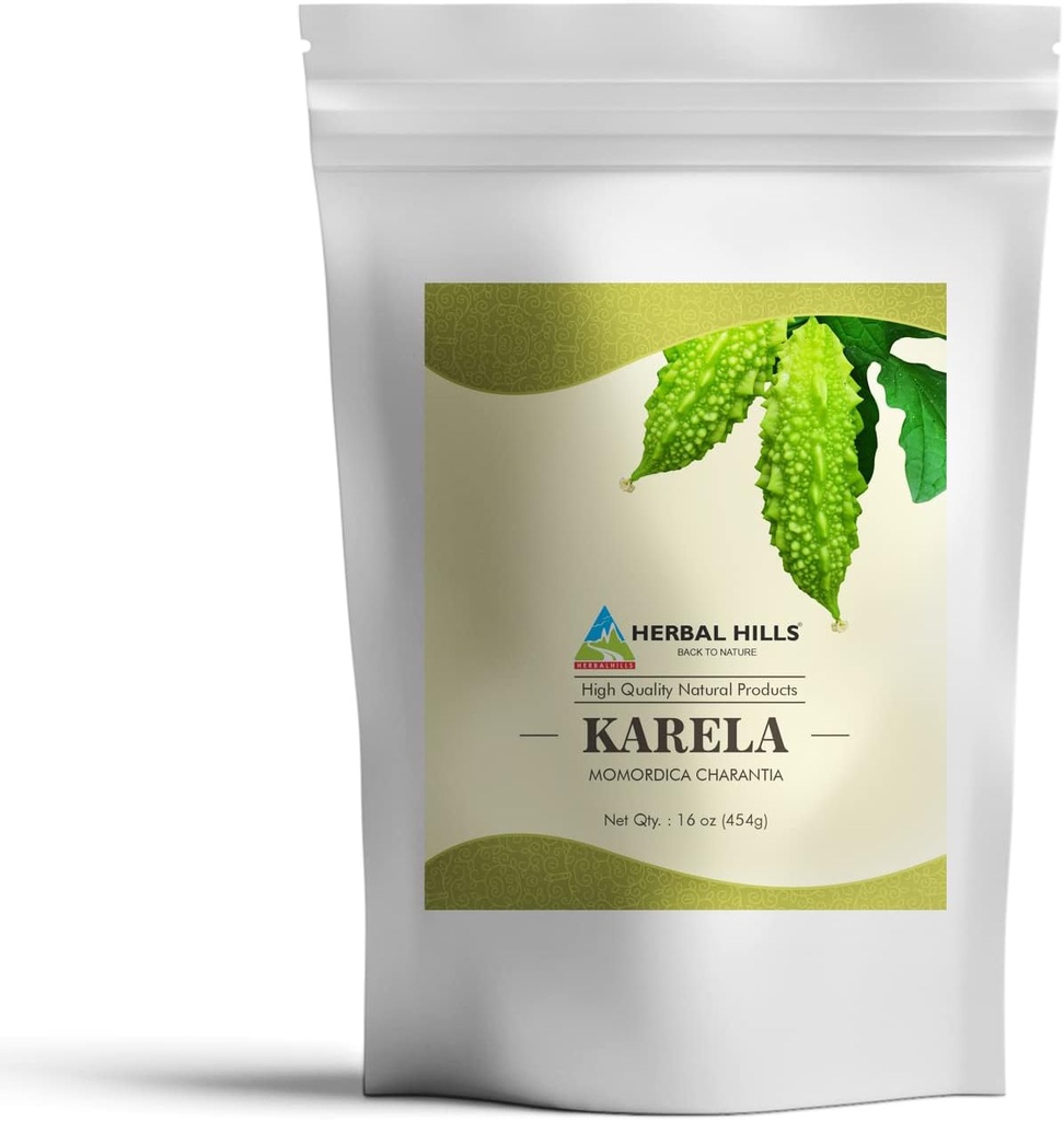 HERBAL HILLS Bitter Melon/Bitter Gourd/Karela Powder (Momordica Charantia) | 16oz (454 GMS) | 눈과 피부 건강을 위한 베스트