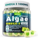 성인을 위한 Vegan Omega-3 Gummies, 조류 기름에서 물고기 기름 대안, 식물 근거한 DHA 460mg & EPA 230mg 메틸 Folate, 비타민 B12, Phosphatidylserine, 물고기 맛 없음, Vegan, 설탕 자유로운, 60 Cts 플러스