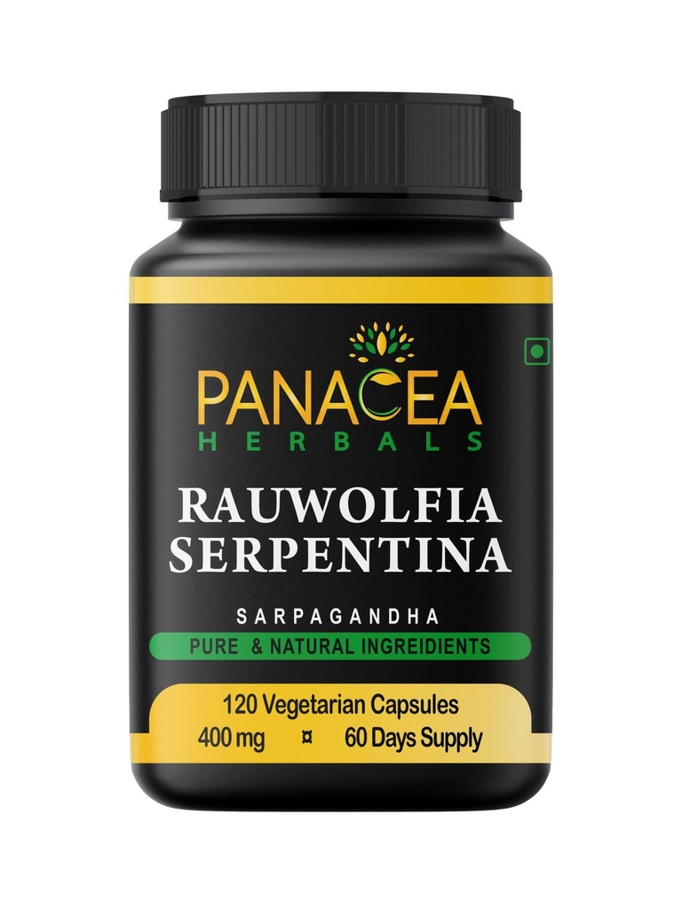 Panacea 초본 Rauwolfia Serpentina 캡슐 (120 조사 400mg Veg 모자) Sarpagandha Vati, 인도 Snakeroot 보충