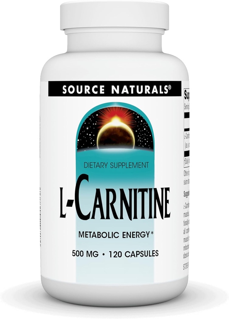 Source Naturals L-Carnitine 500mg for Metabolic Energy - 120 캡슐