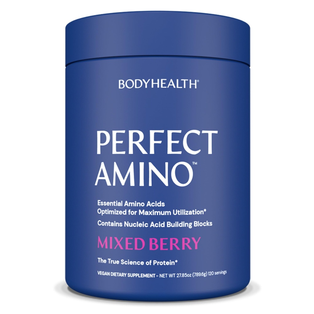 BodyHealth PerfectAmino Powder - 사전 및 포스트 운동을위한 BCAA 및 EAA 분말 - 남성과 여성을위한 아미노산 에너지 음료 Lean 근육과 회복을 지원하는 - 혼합 Berry - 120 서빙