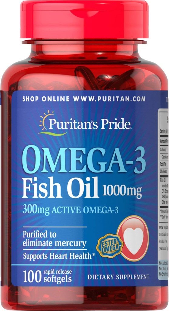 Puritans Pride Omega-3 물고기 기름 1000 Mg, 100 조사