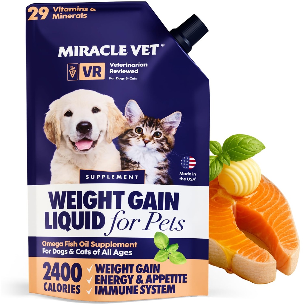 기적 Vet 높은-Calorie 무게 게인 개 & 고양이에 대 한 - Multivitamin 영양 보충 젤, 오메가 물고기 기름, 칼슘 - 강아지, 수석, Prenatal 고양이 & 개 비타민, 체중 증가에 대 한 보충