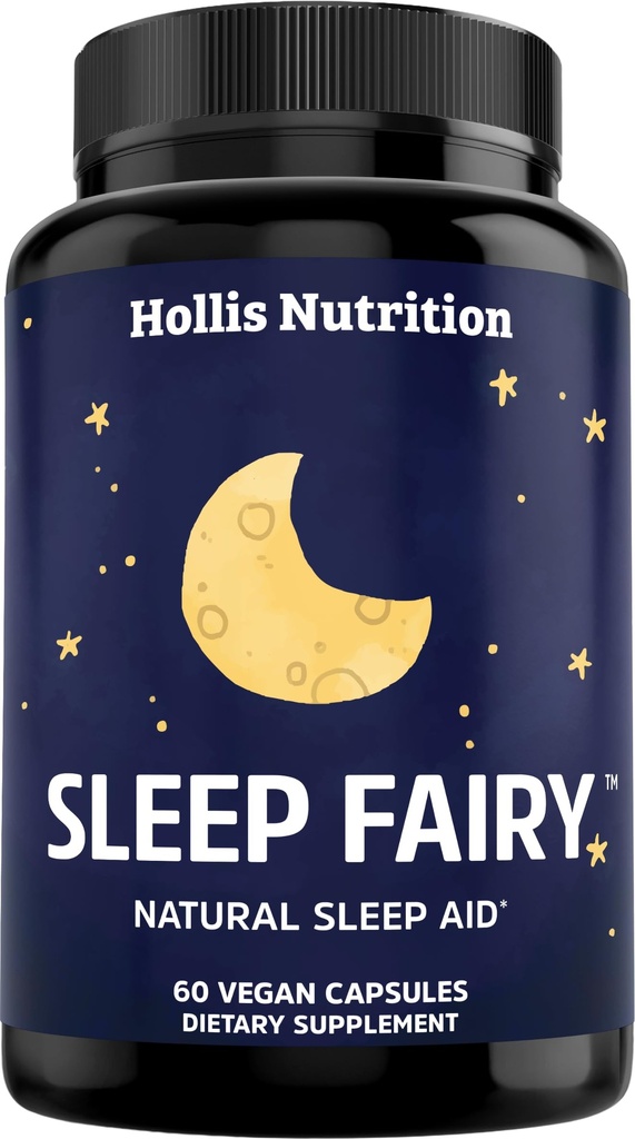 SLEEP FAIRY 천연 수면 보조 | 마그네슘 글리세라이드 500mg, Melatonin 10mg, L-Theanine, B6, 5-HTP, GABA, Valerian Root & Ashwagandha | 성인의 초본 자환 | Vegan Sleep Pills | 미국