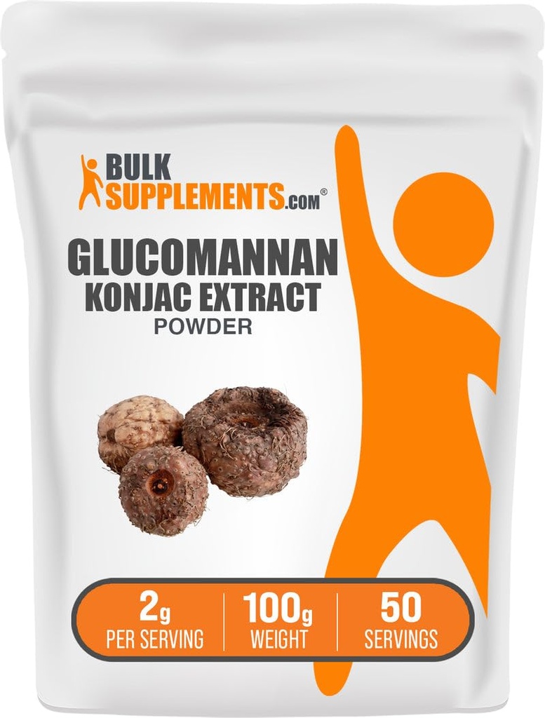 BulkSupplements.com Glucomannan 분말 - Konjac 뿌리 추출물 분말, Glucomannan 보충제 - 글루텐 무료, 서빙 당 2g, 100g (3.5 oz) (팩 1)