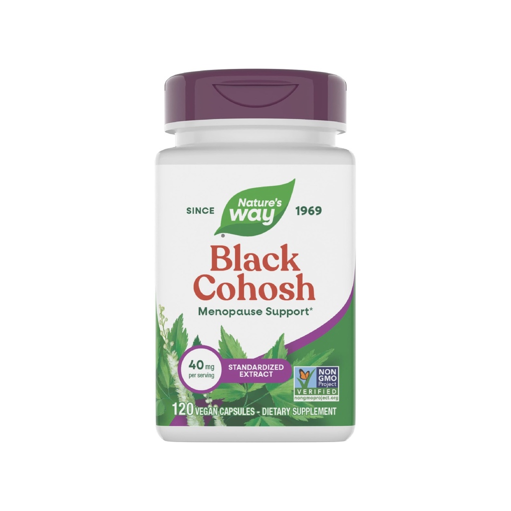 Nature's Way Premium Black Cohosh, Menopause Women*, 서빙 당 40 mg, 120 Vegan 캡슐 지원
