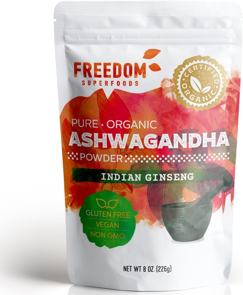 인도에서 유기 Ashwagandha 뿌리 분말 추출물 - 잠재적인 Adaptogen & 우수한 느낌 머리 성장과 고도를 위한 좋은 Veda 비타민 보충교재 - Vegan와 글루텐 자유로운 - 8oz