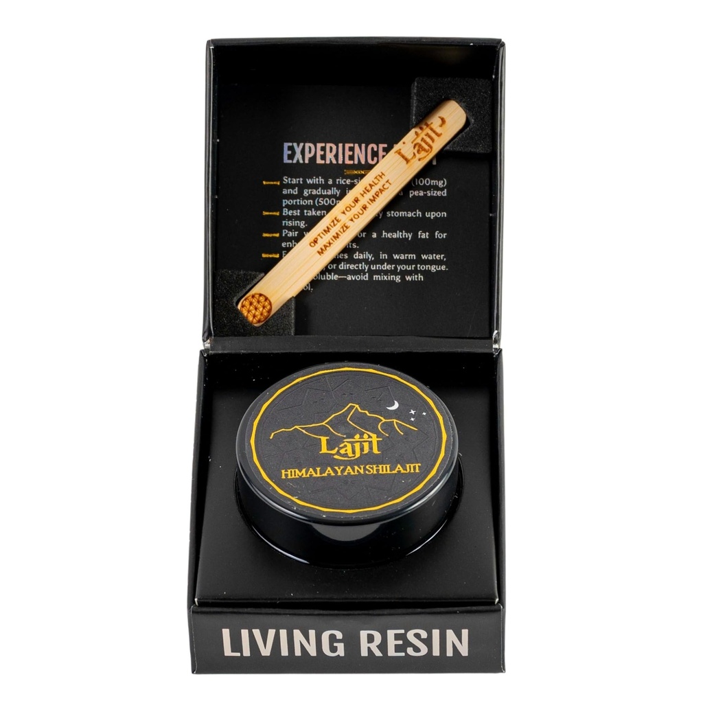 Lajit Gold Grade Himalayan Shilajit Resin – 유기, Sun-Dried, Bioavailable Nutrients, Fulvic Acid | 실험실 테스트 순수 Shilajit 남성 및 여성 - 자연 에너지, 활력, 85 + Trace Minerals - 20g