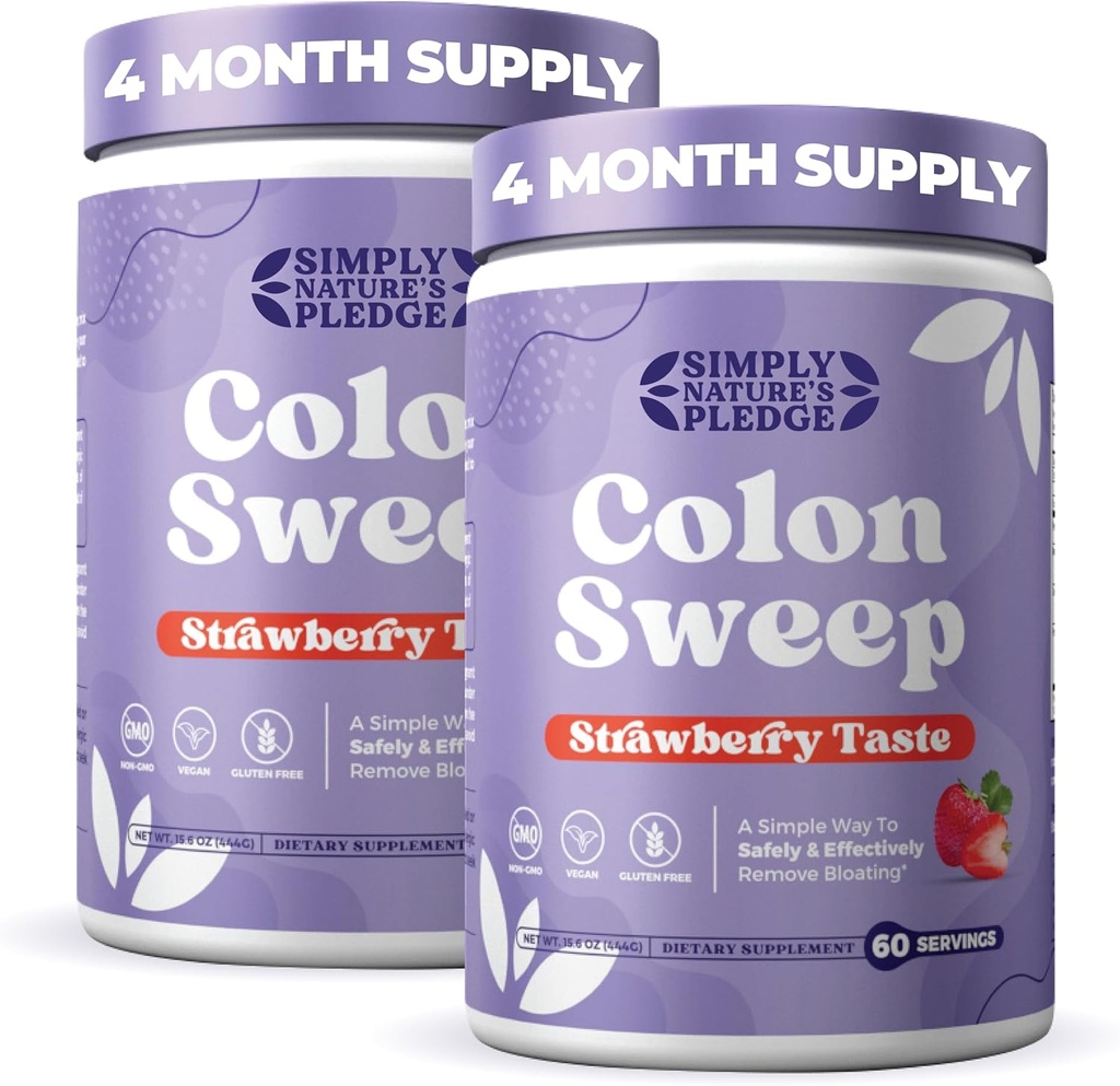ColonSweep Psyllium Husk Powder Colon Cleanser - Vegan, Gluten Free Fiber Supplement - 변비 완화를위한 안전한 콜론 클렌징, Bloating Relief & Gut Health -16 OZ (60 서빙) - 2 팩