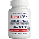 Serra-125k 여분 힘 Serrapeptase 125,000 SPU, 90 Vegan 캡슐, 지연된 방출, 체계적인 효소는, 건강한 Sinuses 및 건강한 면역 체계, 비 GMO 및 모든 자연을 지원합니다