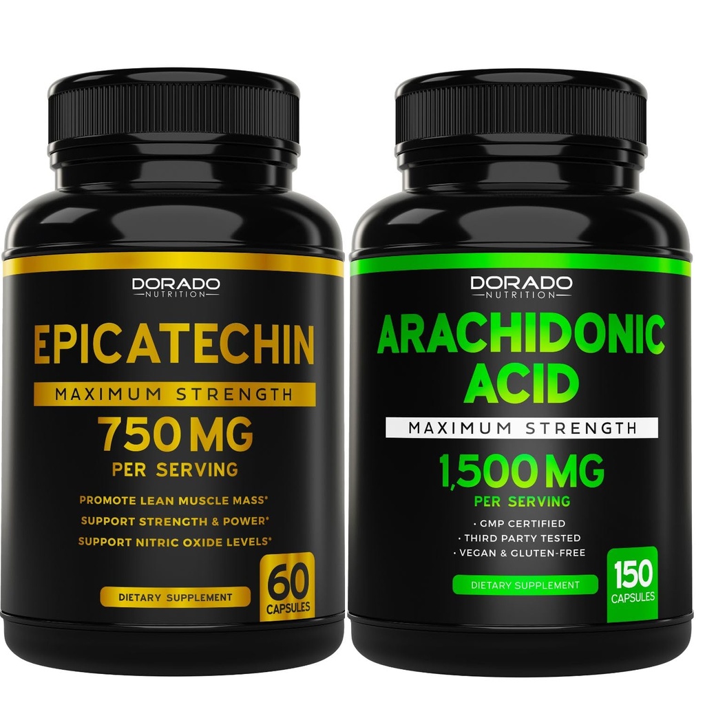 DORADO NUTRITION Epicatechin 추출물 750mg (120 캡슐) 및 Arachidonic 산 보충교재 1500mg (150 캡슐)