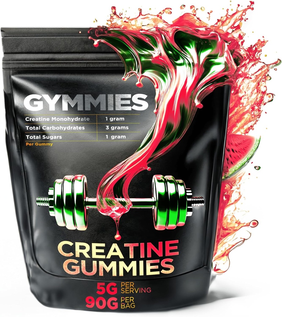 크레아틴 Monohydrate Gummies - 근육 성장, 성과, 내구시간 - 봉사 당 5개 그램 크레아틴 - Vegan, 비 GMO, 글루텐 자유로운, 미국에서 만드는 - 90ct (90 조사, 수박)