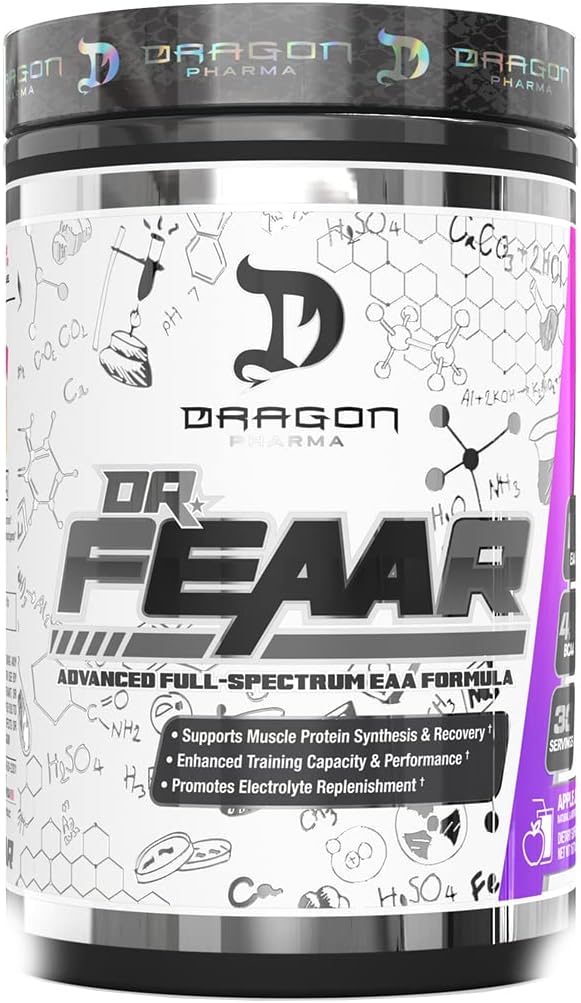 DRAGON PHARMA 박사 FEAAR® 고급 풀 스펙트럼 EAA 매트릭스, 근육 단백질 합성 및 복구, 향상된 교육 용량 및 성능 (30 서빙, 포도 주스)