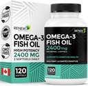 Renew Actives Omega-3 물고기 기름 2400MG 당 2 Softgels - 720MG EPA & DHA - 심장, 뇌, 눈 건강, & Triglyceride 감소 지원 - No Fishy Aftertaste - 캐나다에서 만드는 - 120 Softgels