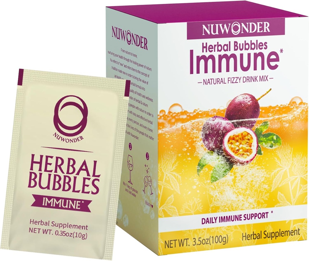 Immune 승압기 Fizzy 음료 혼합 초본 보충 Astragalus, Ginger, Jujube, Atractylodes, 열정 과일, 인공 없음, 10packs (Extra 1 부대)로 만드는