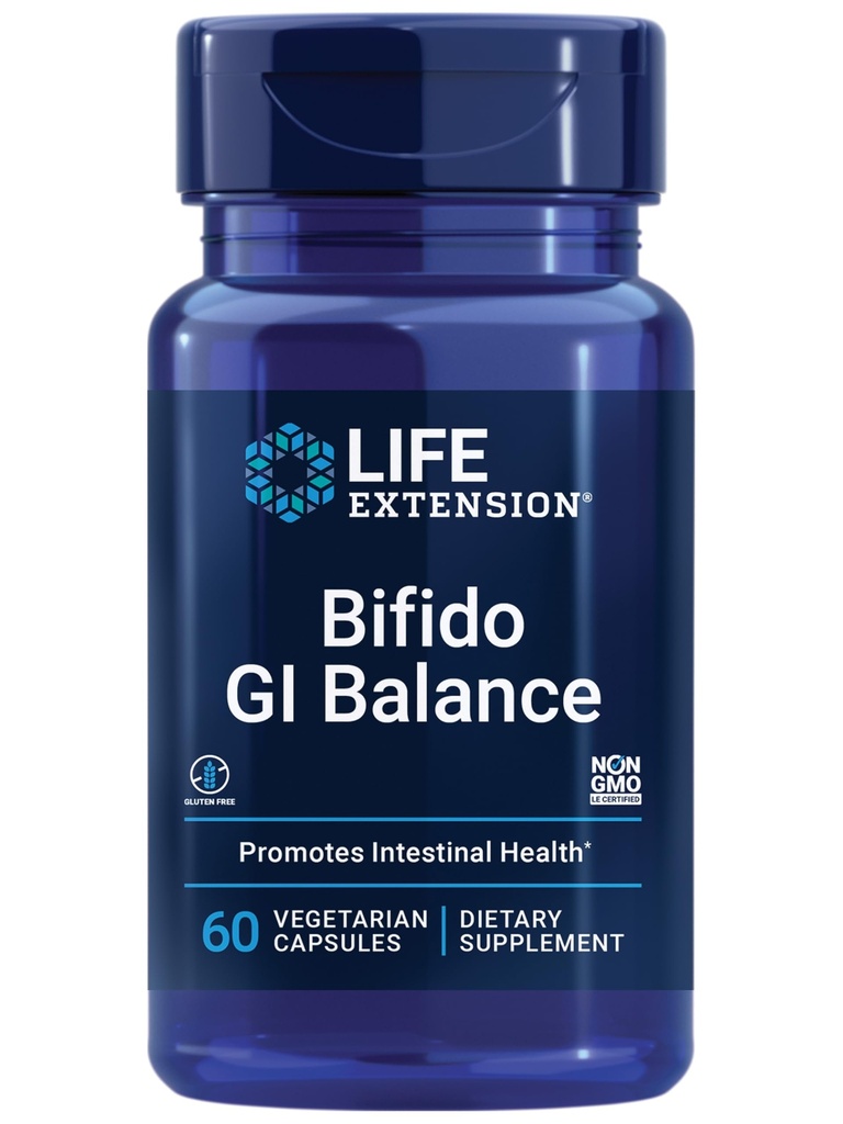 수명 연장 Bifido GI 균형, 프로바이오틱스, Bifidobacterium longum BB536® (2 억 CFU), 건강한 Gut & 소화 건강, 글루텐 프리, 비 GMO, 채식, 60 캡슐 지원