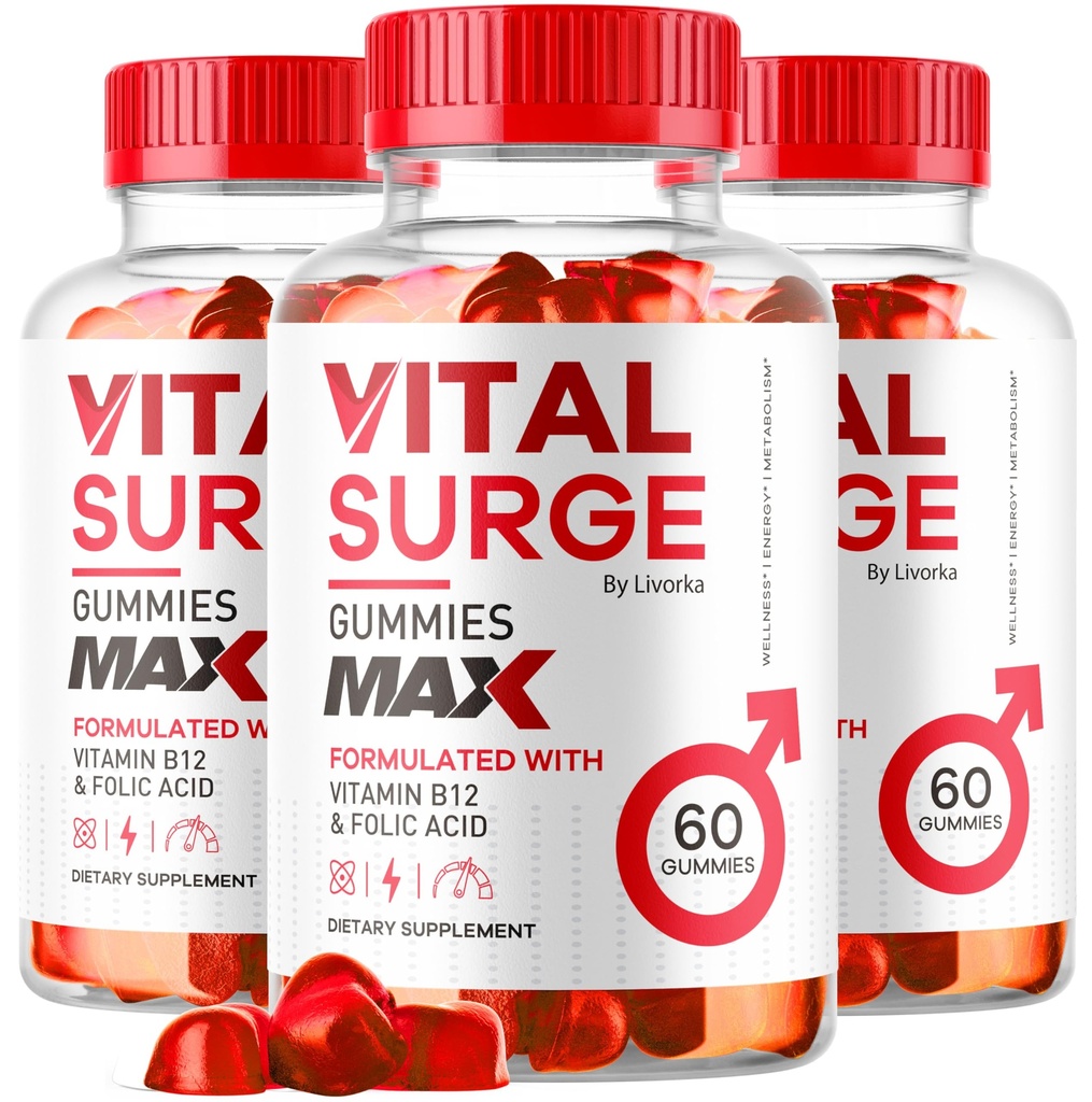 (3 팩) Vital Surge - 남자 Gummies, Vital Vita Surge 최대 최대 강도 1050 MG, VitalSurge Supplement 지원 거미 고급 공식, 프리미엄 비타민 Gomitas (180 Gummies)