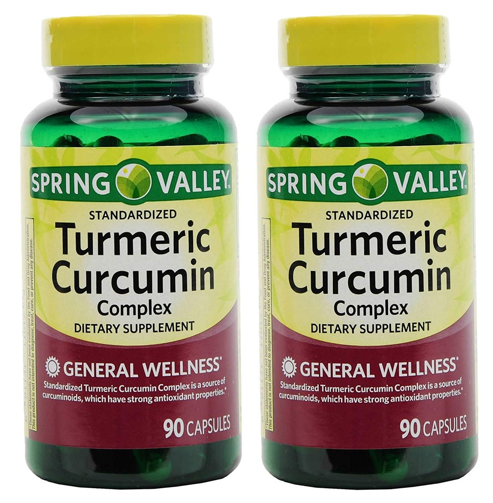 Spring Valley Stndr Turmeric Curcumin Complex 규정식 보충교재 캡슐, 500 mg, 90의 조사 병, 2 팩