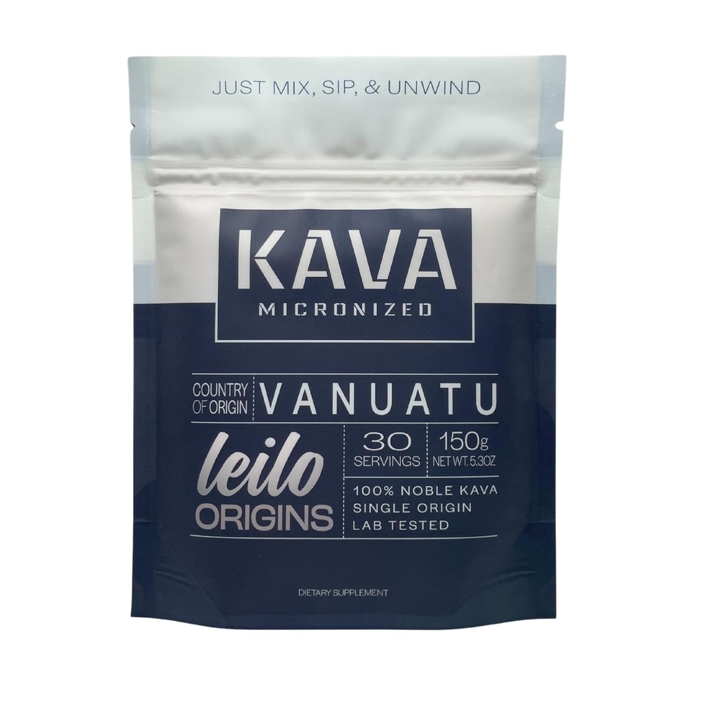 Leilo Instant Mix Micronized Kava Powder | 바우처 | Just Mix & Serve to Support Stress and Promote Relaxation (150 그램 | 30 인분)