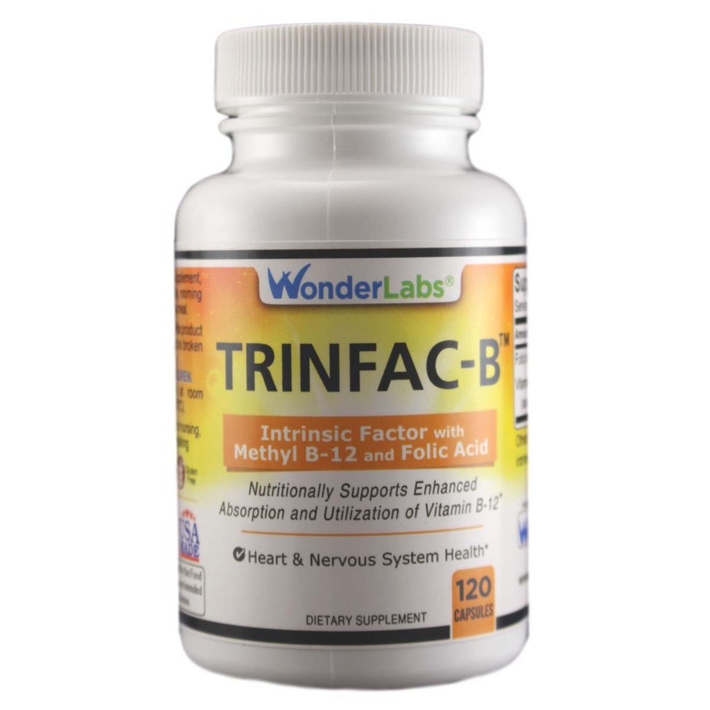 Folic 산과 비타민 B-12 1000mcg - 120의 캡슐을 가진 경이 노동 Intrinsic 요인