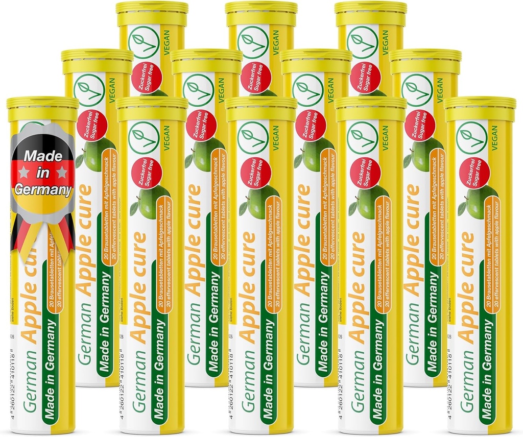 T&D 독일어 애플 치료 - 240 Vegan 음료 Effervescent 정제 - 애플 맛 - 독일에서 만든