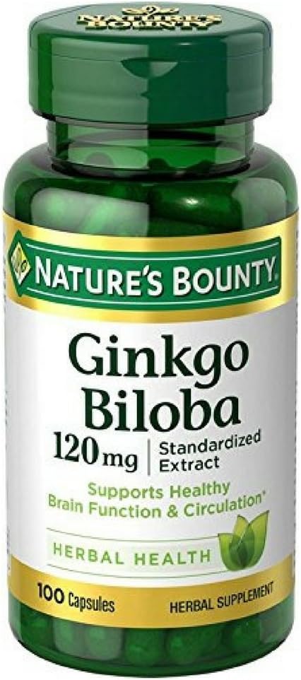 자연의 Bounty Ginkgo Biloba 120mg, 100 캡슐 (포장 4)