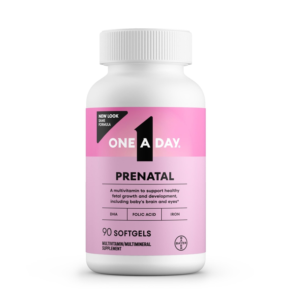 1 A Day Prenatal Vitamins- Folic Acid, Iron, Omega- 3 (DHA), 여성을위한 임신 비타민, 엄마와 아기 지원을위한 Prenatal Multivitamin, 임신은 90 Ct (패키지 May Vary)를해야합니다.