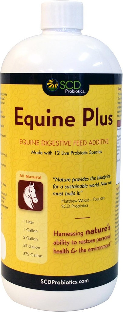SCD Probiotics Equine Plus - 액체 프로 바이오 틱 말 보충, 말에 대 한 피드 및 물 첨가제 산 동 (34 fl.oz.)와 소화 건강 지원