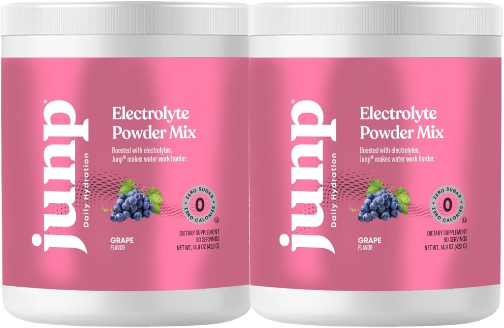 JUNP Electrolytes Powder No Sugar No Carbs – Vine Ripened Grape Infusion Drink Mix - 칼륨 및 소금 Electrolyte Hydration Powder Zero Calorie Sugar Free Electrolyte Powder,180 서빙